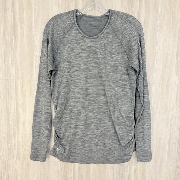 Athleta Top Womens Large Momentum Seamless Long Sleeve Running Active Heather - Picture 1 of 10